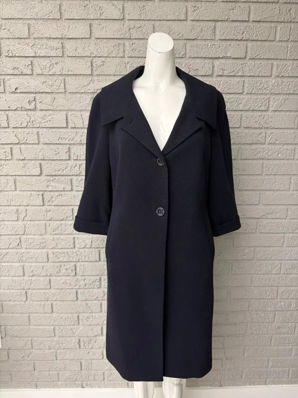 Jones New York Women’s Navy 3/4 Length Sleeve Jacket Coat Size 6